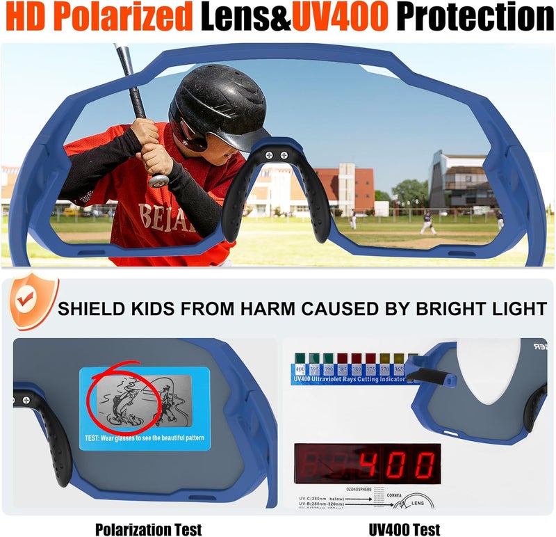Xtiger Kids Sunglasses Polarized Youth Baseball Sunglasses for 8-14 boys girls UV400 Sports Softball Cycling Glasses - Image 4
